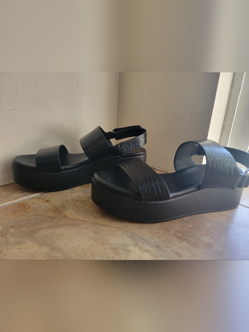 2/$25 ALDO Black Double Strap Sandals